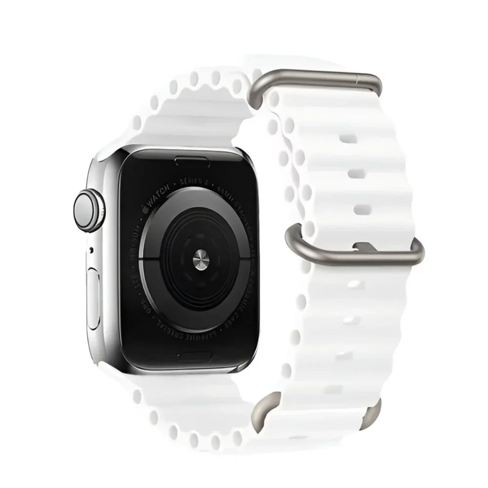 Apple Watch Band Silicone Waterproof Sport Ocean Strap for Apple Watch - White